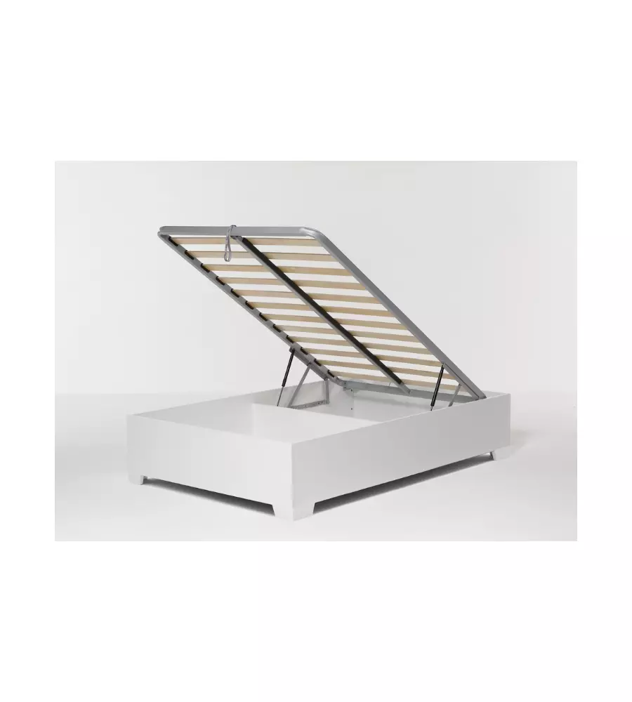 LETTO PIAZZA E MEZZA CONTENITORE CON PIEDINI "BED BOX" BIANCO 120X190 CM